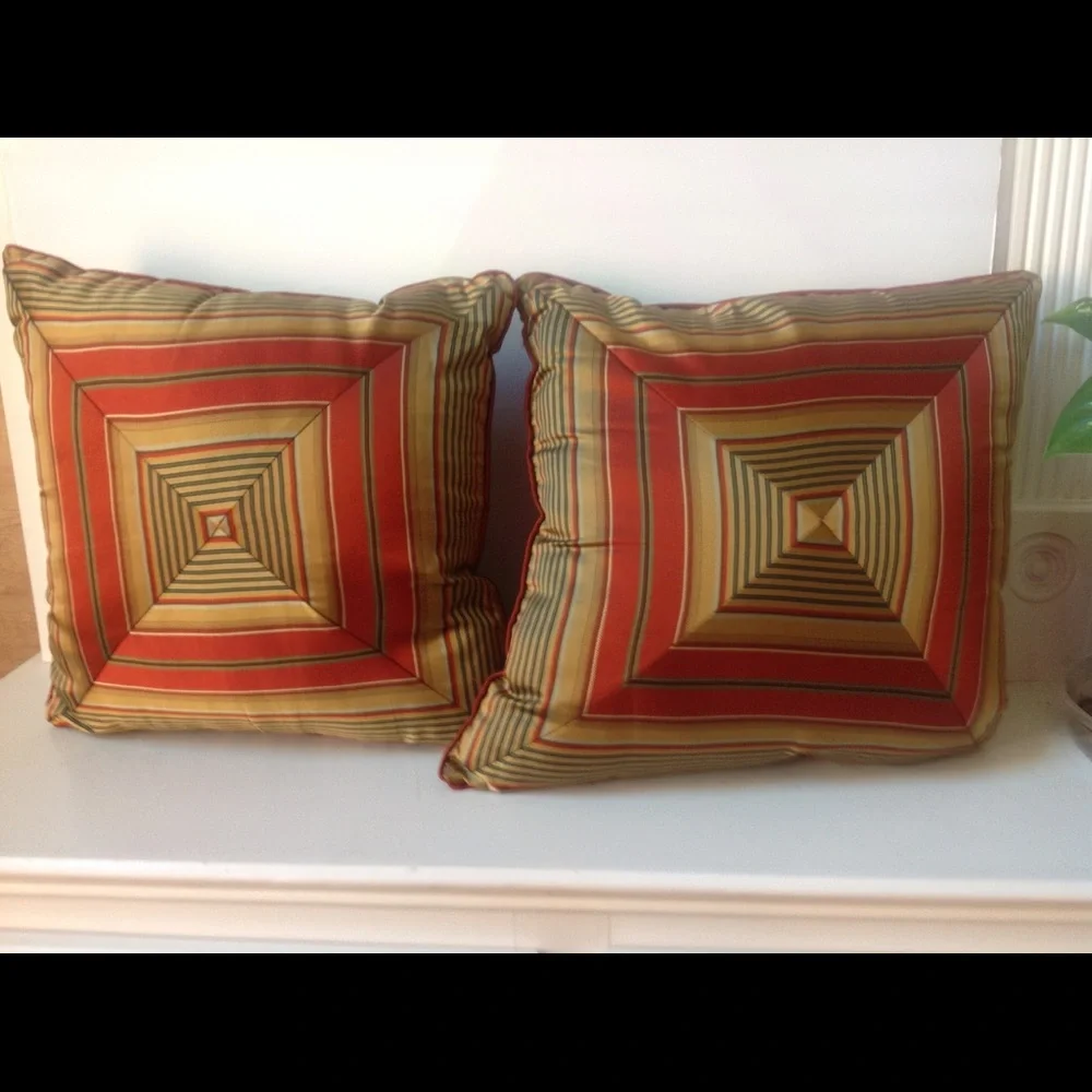 Raymond Waites Orange  Pillows Gold Graphic Accent